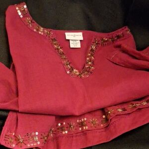 Embellished Pink Top Long Sleve